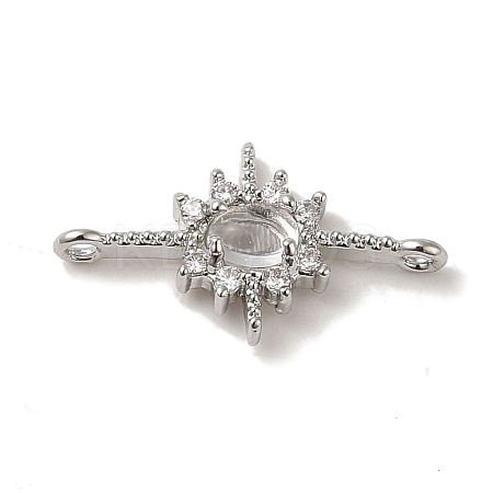 Brass Pave Clear Cubic Zirconia Star Links Connector Charms KK-K371-06P-1