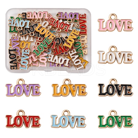 48Pcs 8 Colors Valentine's Day Theme Alloy Enamel Pendants ENAM-FS0002-51-1