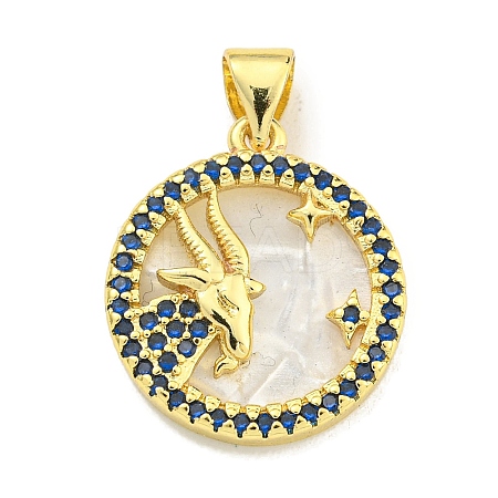 Brass Micro Pave Clear Cubic Zirconia Pendants KK-K354-04G-03-1