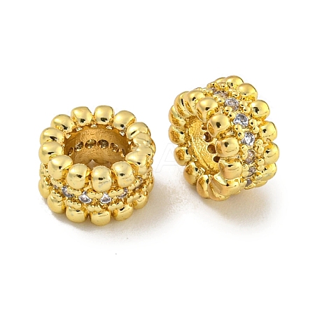 Rack Plating Brass Micro Pave Clear Cubic Zirconia European Beads LS-KK-L215-011G-1
