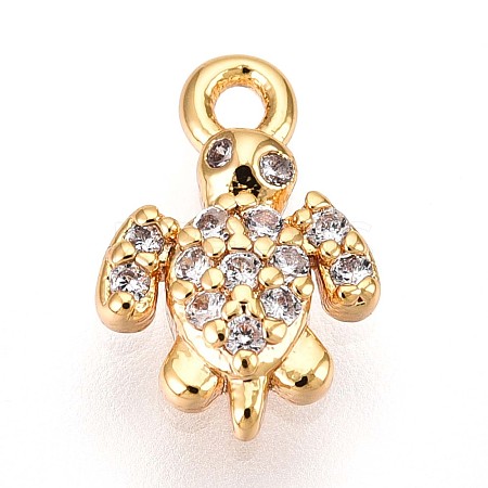 Brass Micro Pave Clear Cubic Zirconia Pendants KK-T075-51G-1