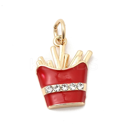 Brass Enamel & Rhinestone Pendants KK-H253-02G-1
