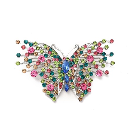Colorful Rhinestone Butterfly Lapel Pin JEWB-P014-03P-1