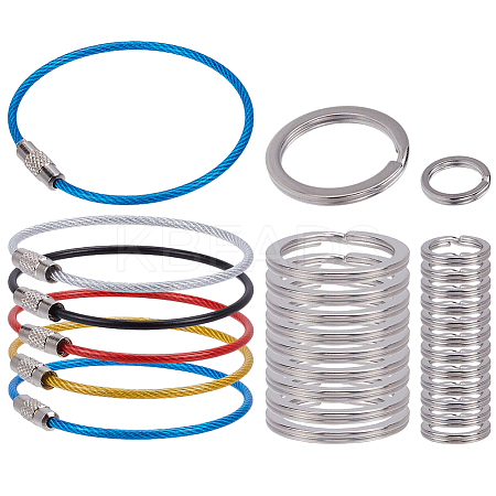 Stainless Steel Wire Keychain Clasps STAS-SC0009-43-1