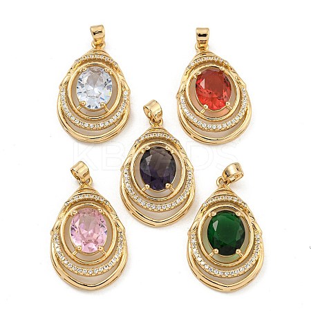 Brass Micro Pave Cubic Zirconia Pendants KK-P263-24KCG-1