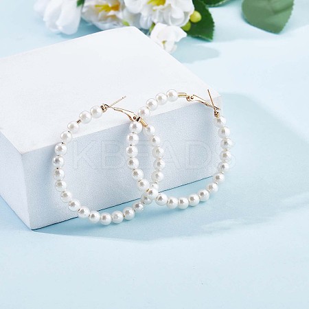 Shell Pearl Beaded Big Hoop Earrings JE989A-1