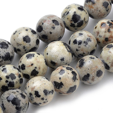 Natural Dalmatian Jasper Beads Strands G-S259-24-10mm-1