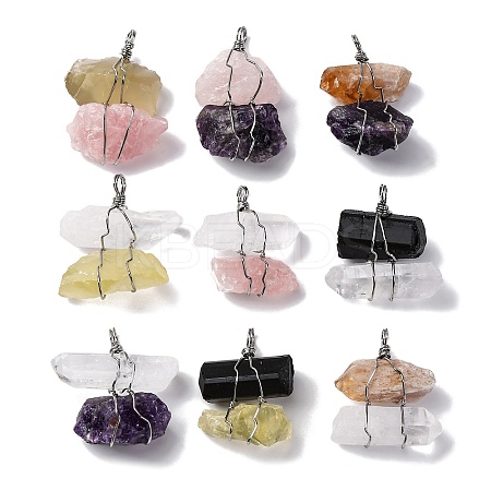 Natural Mixed Gemstone Nuggets Big Pendants G-K338-43P-1