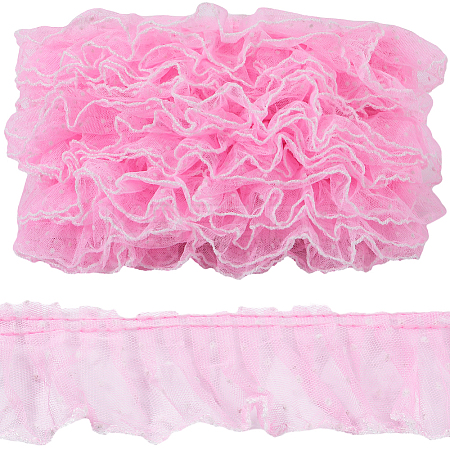 10M Polyester Pleated Lace Trim Ribbon DIY-GF0009-03A-1