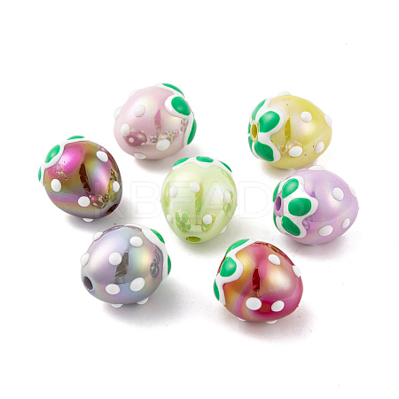 UV Plating Rainbow Iridescent Acrylic Beads PACR-C009-01-1