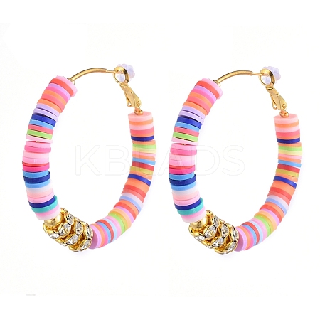 Heishi Beaded Hoop Earrings EJEW-JE04081-1