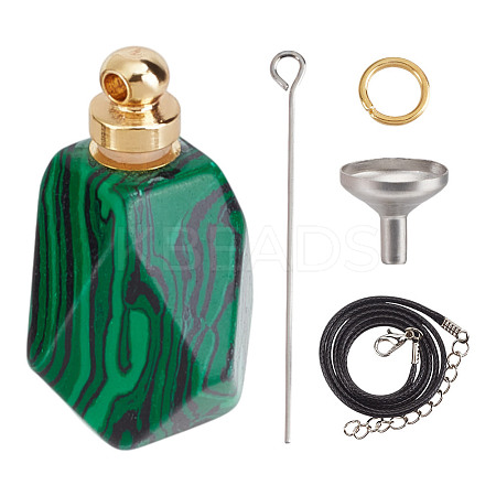 DIY Waxed Cord & Synthetic Malachite Bottle Pendant Necklaces Making Kits DIY-DR0001-81B-1