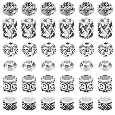 120Pcs 6 Style Tibetan Style Alloy Beads TIBE-NB0001-21-1
