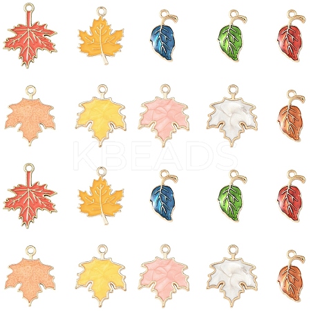 30Pcs 10 Styles Autumn Theme Zinc Alloy Pendants ENAM-YW0006-94-1