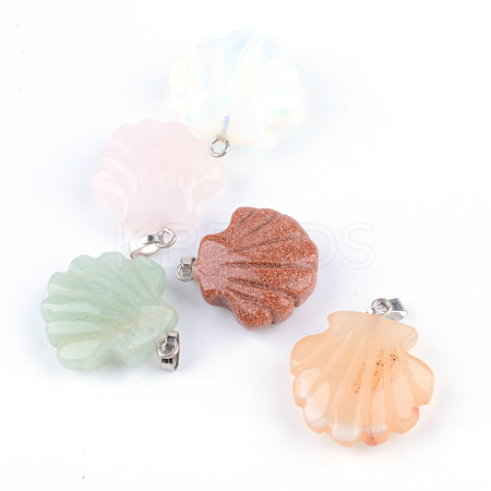 Shell Shape Natural & Synthetic Mixed Stone Pendants G-Q449-25-1