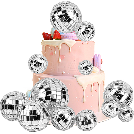 11Pcs 5 Style Plastic & Glass Disco Ball Cake Decorations FEPA-CP0001-01-1