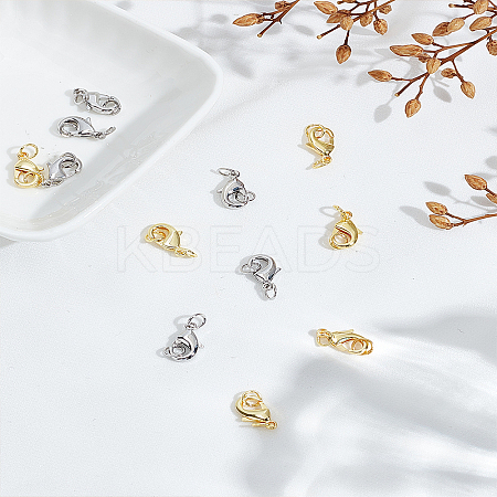 12Pcs 2 Colors Rack Plating Brass Lobster Claw Clasps KK-LP0004-47-1