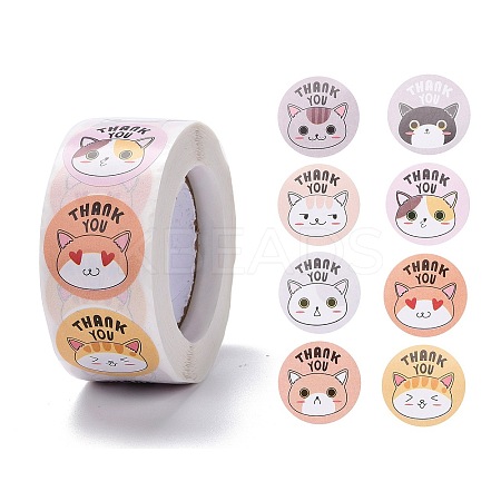 Flat Round Paper Thank You Stickers LS-DIY-C042-12A-1