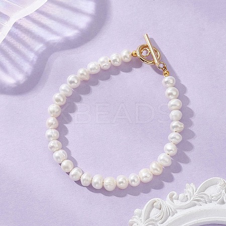 Natural Cultured Freshwater Pearl Beaded Bracelets for Women BJEW-JB13319-01-1