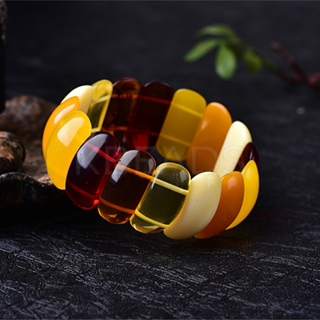 Rectangle Synthetic Amber Stretch Bracelets for Women FIND-PW0021-03-1-1