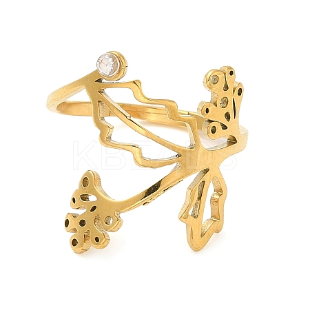 304 Stainless Steel with  Cubic Zirconia Adjustable Rings RJEW-K245-48C-G-1