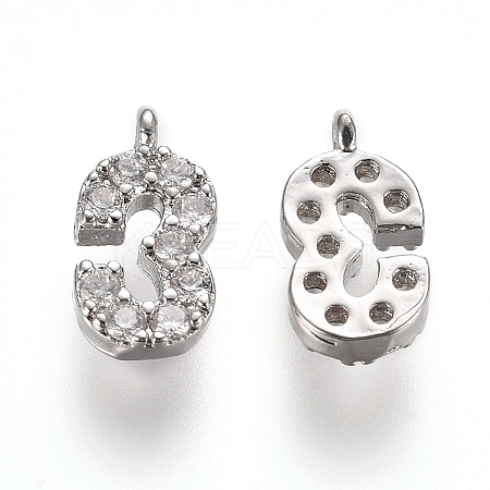 Brass Micro Pave Clear Cubic Zirconia Charms ZIRC-L075-60A-03P-1
