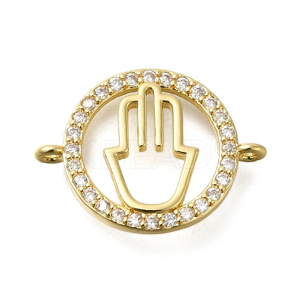Rack Plating Brass Clear Cubic Zirconia Hollow Connector Charms KK-M079-07G-1