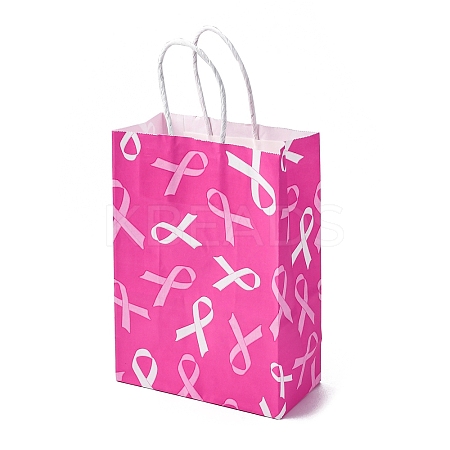 Awareness Ribbon Print Paper Packing Tote Bags LS-CARB-R001-01F-1