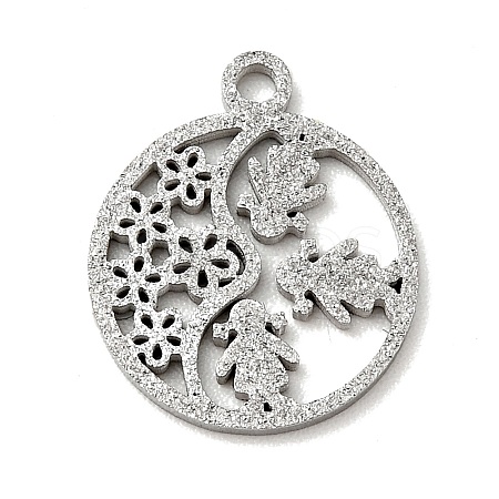 Non-Tarnish 304 Stainless Steel Textured Pendants STAS-J040-07B-P-1