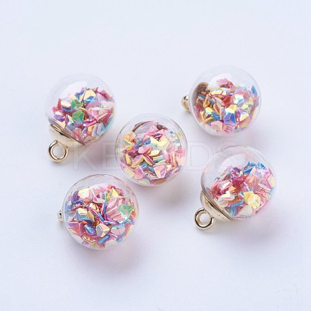Glass Ball Pendants GLAA-G052-02G-1