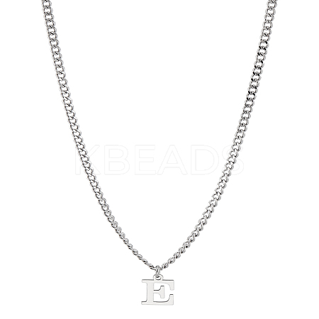 1Pc 304 Stainless Steel Letter Pendant Necklaces NJEW-LP0001-33E-P-1