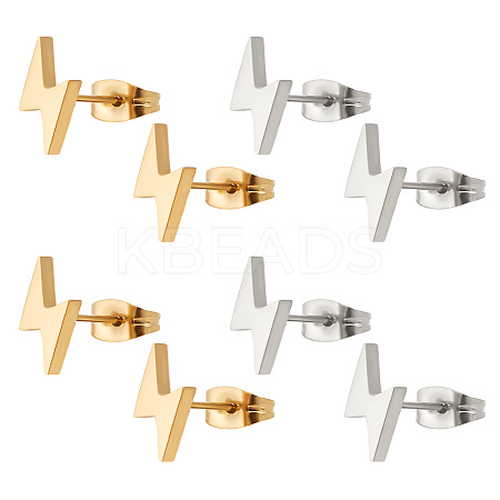 4 Pairs 2 Colors 304 Stainless Steel Stud Earrings for Women EJEW-LP0001-43-1