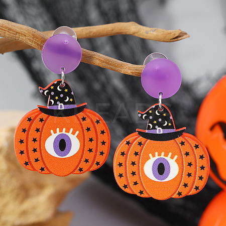 Funny Heart with Pumpkin Acrylic Fashion Stud Earrings BY9721-4-1