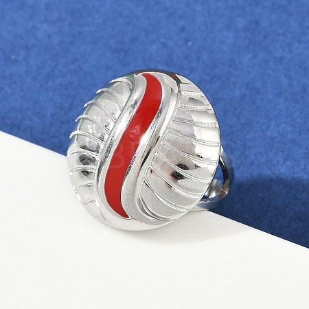 Flat Round 304 Stainless Steel Enamel Finger Rings for Women RJEW-G355-07P-02-1