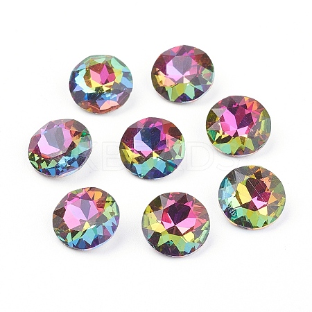 Pointed Back & Back Plated Glass Rhinestone Cabochons LS-RGLA-J012-10mm-001VO-1
