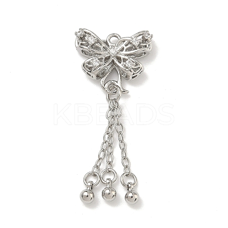 Brass Micro Pave Clear Cubic Zirconia Pendants KK-D228-02P-02-1