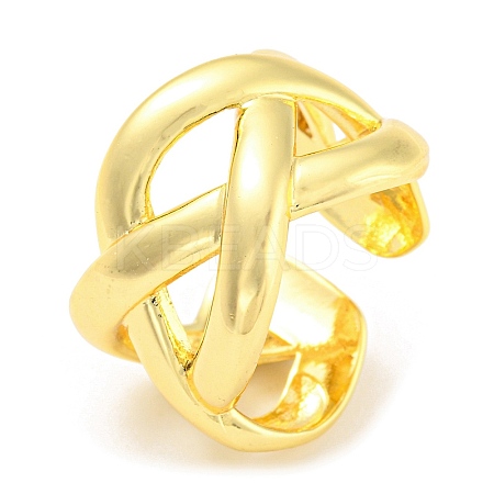Rack Plating Brass Criss Cross Open Cuff Rings RJEW-Q784-10G-1