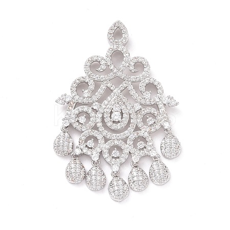 Eco-friendly Brass Micro Pave Clear Cubic Zirconia Big Pendants KK-D079-01P-1