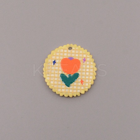 Opaque Embossed Printed Acrylic Pendants MACR-CJC0003-01-1