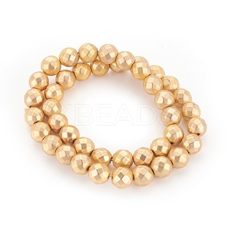 Electroplated Non-magnetic Synthetic Hematite Beads Strands G-P401-02G-8mm-1