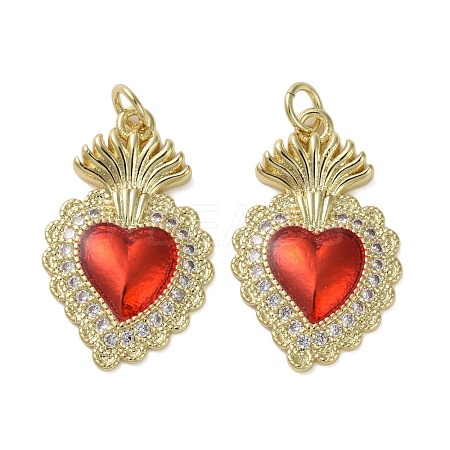 Brass Micro Pave Clear Cubic Zirconia Pendants KK-H466-05G-02-1
