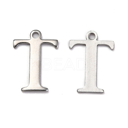 Tarnish Resistant 304 Stainless Steel Alphabet Charms STAS-H122-T-P-1