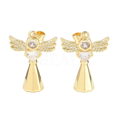 Brass Micro Pave Cubic Zirconia Pendants KK-C162-072G-1