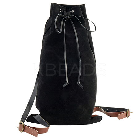 Flocking Fibre Drawstring Backpacks with PU Leather Straps and Alloy Clasps ABAG-WH20019-02C-1