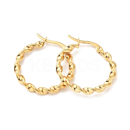 PVD Vacuum Plating 201 Stainless Steel Twist Rope Hoop Earrings with 304 Stainless Steel Pins for Women LS-EJEW-D279-02G-01-1