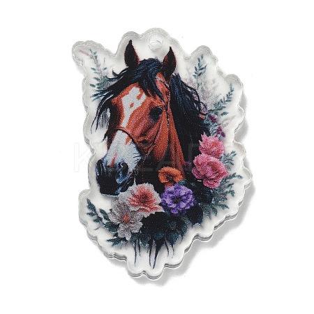 Wsetern Cowboy Theme Printed Acrylic Pendants OACR-H043-01A-1