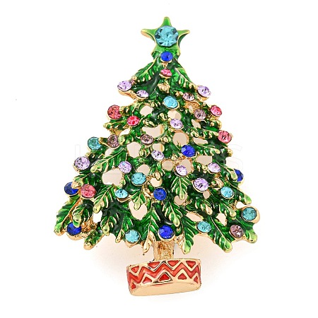 Christmas Tree Theme Zinc Alloy with Rhinestone Brooches LS-JEWB-B018-02G-02-1