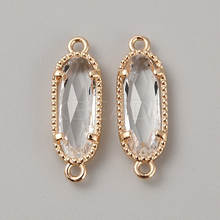 Golden Plated Brass Pave Glass Connector Charms FIND-WH0110-728G-11-1