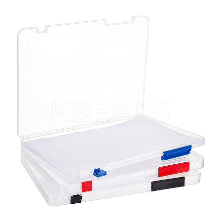 3 Pcs 3 Colors Portable Transparent Plastic A4 File Box CON-PH0002-28B-1