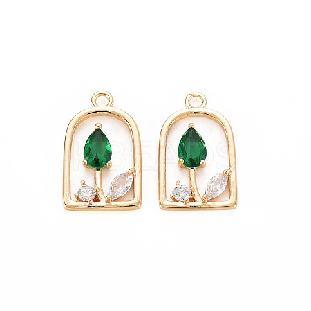 Brass Micro Pave Cubic Zirconia Pendants KK-N232-304B-1